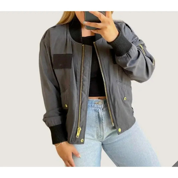 Smythe Jackets & Blazers - Smythe Dark Grey Zip Closure Bomber Jacket L